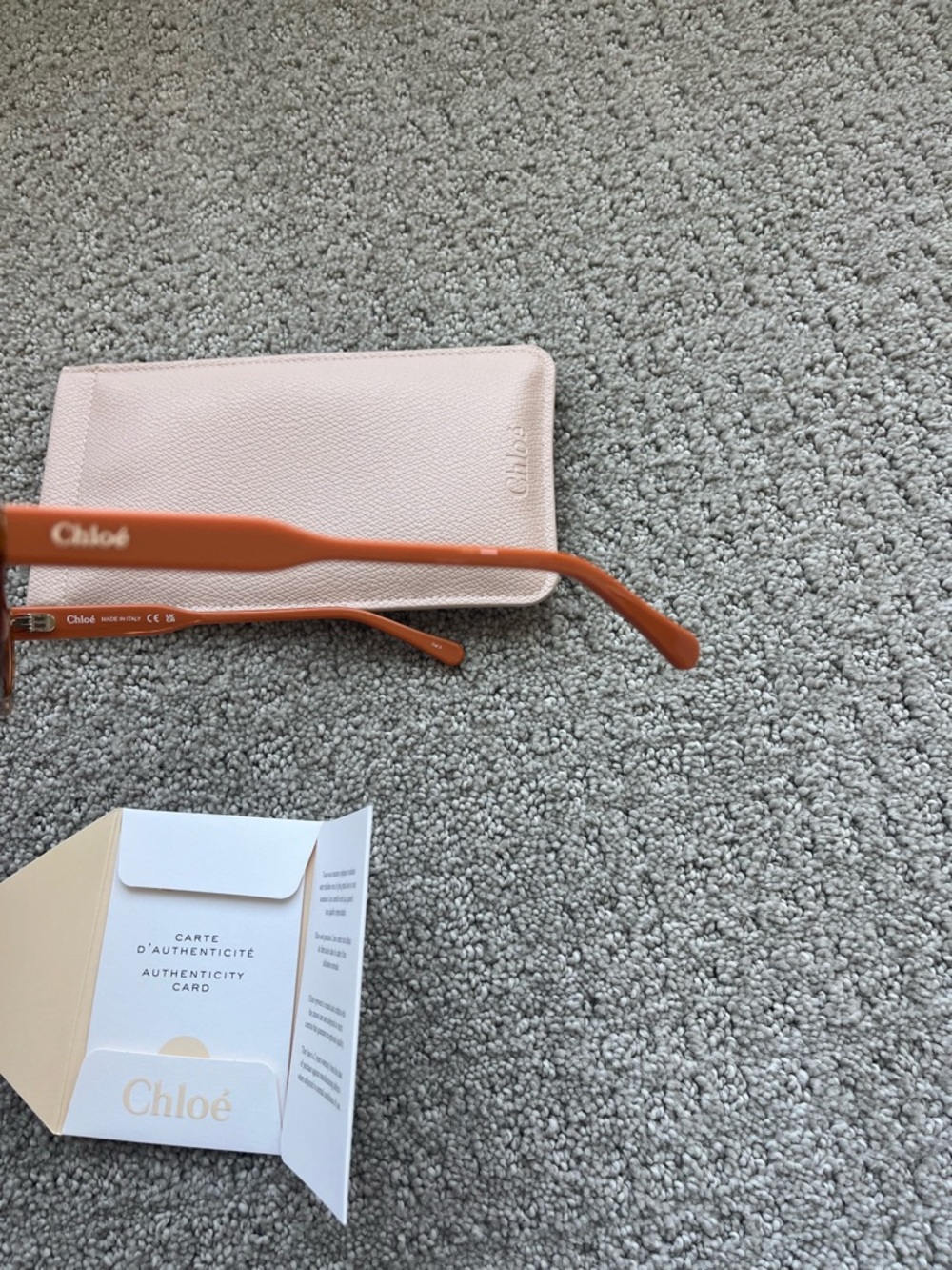 NWOT Chloe Orange Hexagon Frame Sunglasses case, cert of authenticity included - Picture 5 of 13